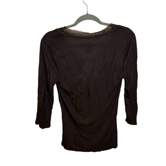 NWT Calvin Klein Jeans Brown Beaded Y2K Top - Picture 2 of 5